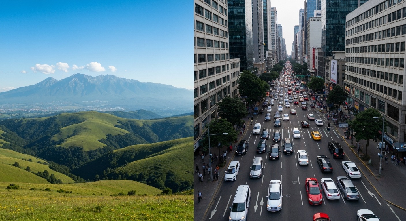 Split image: left side shows a person focused and productive at 10 AM with bright lighting, right side shows the same person overwhelmed at 4 PM with dimmer lighting and piled-up tasks