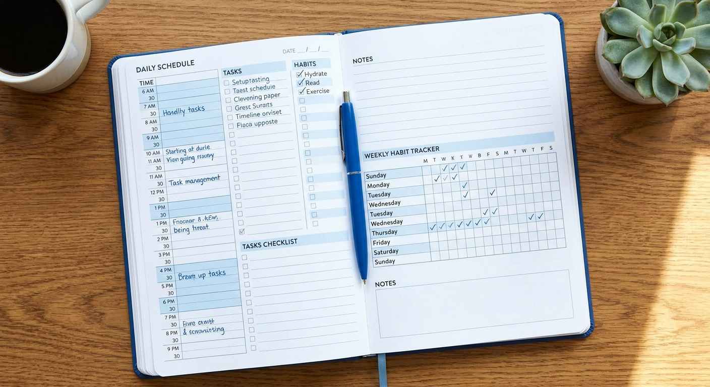 Humble Planner bundle showing habit tracker pages and sticker sheets
