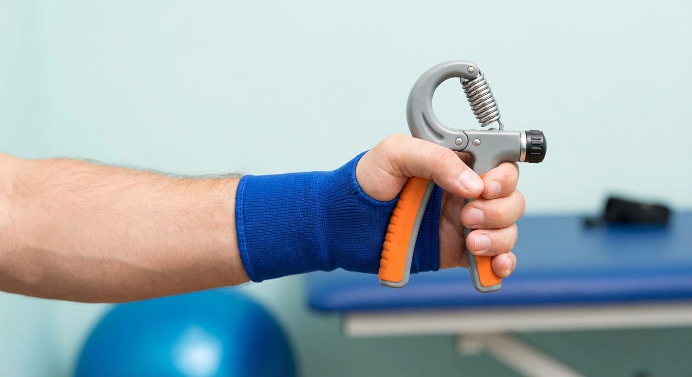 Progressive hand grip strengthener for rehabilitation after carpal tunnel surgery