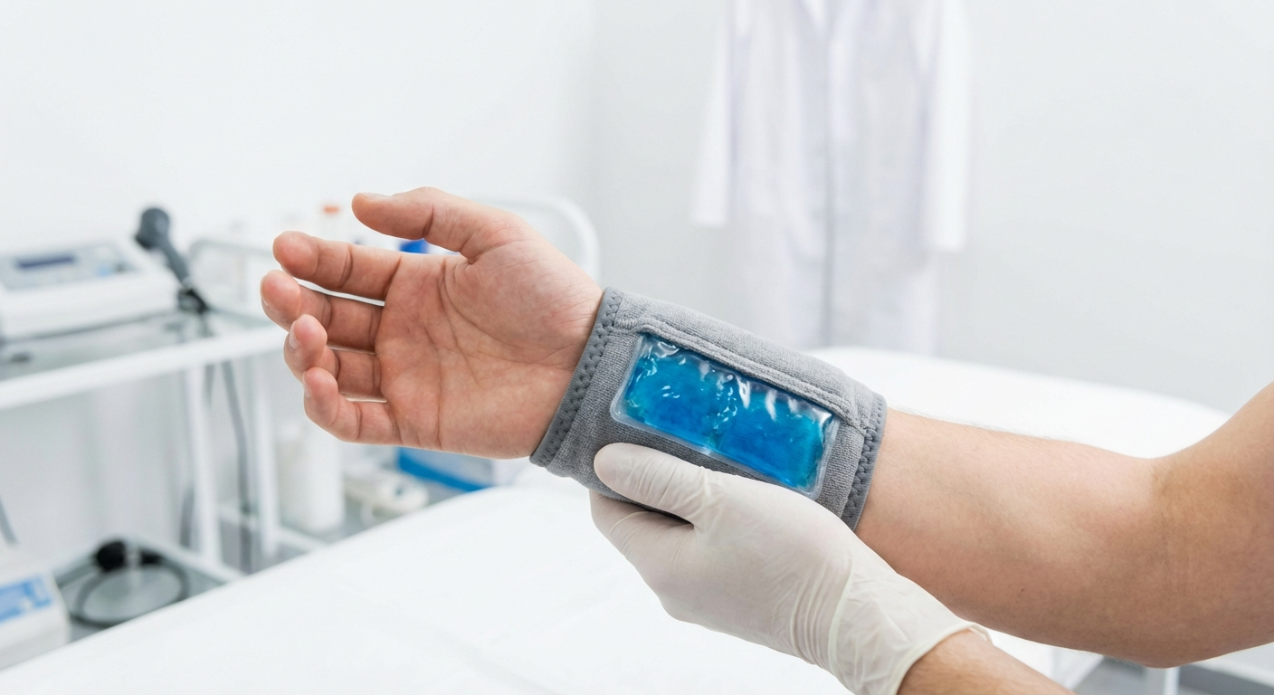 Wrist ice pack for swelling management after carpal tunnel release surgery