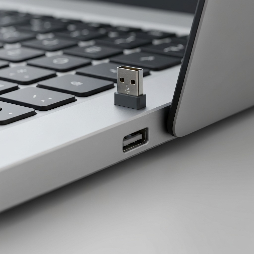 Kensington Pro Fit Ergo wireless connectivity with USB nano-receiver shown