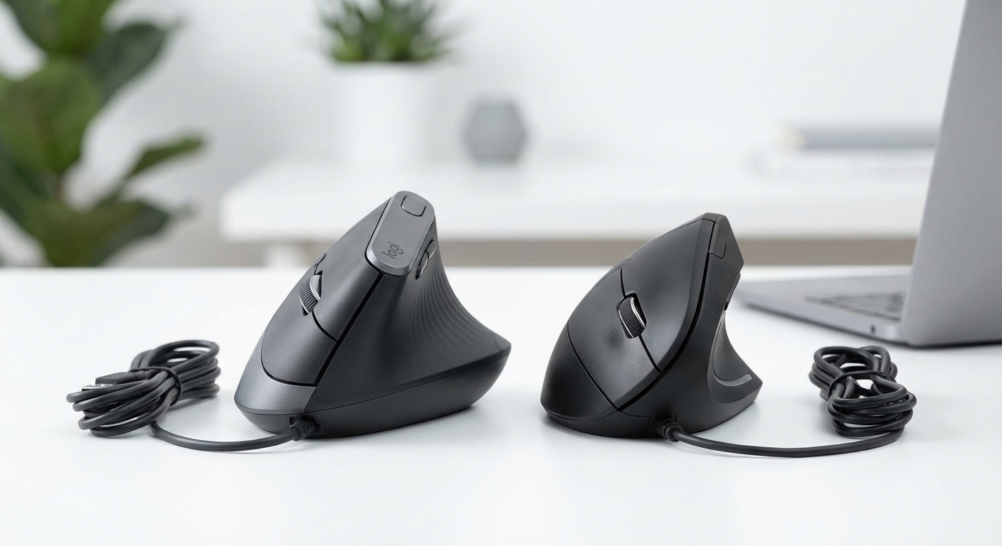 Logitech MX Vertical vs Anker Ergonomic vertical mouse side by side comparison