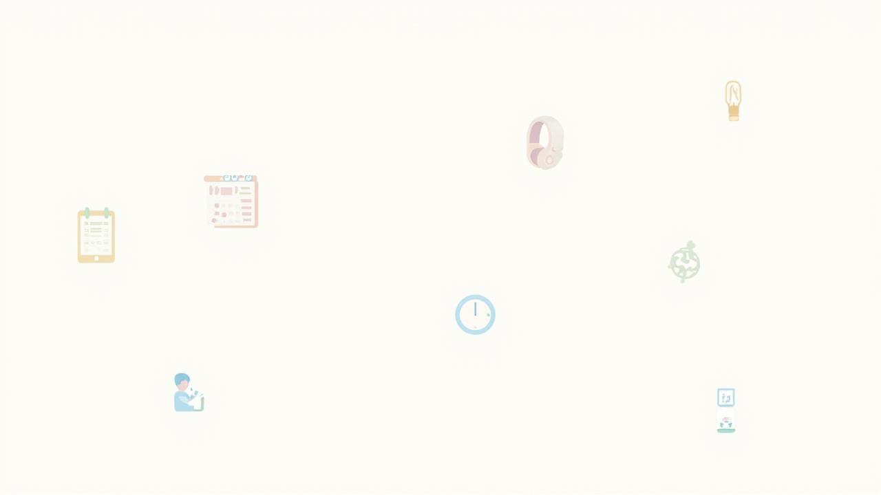 ADHD remote work tool checklist showing hardware, software, and workspace accessories organized by category